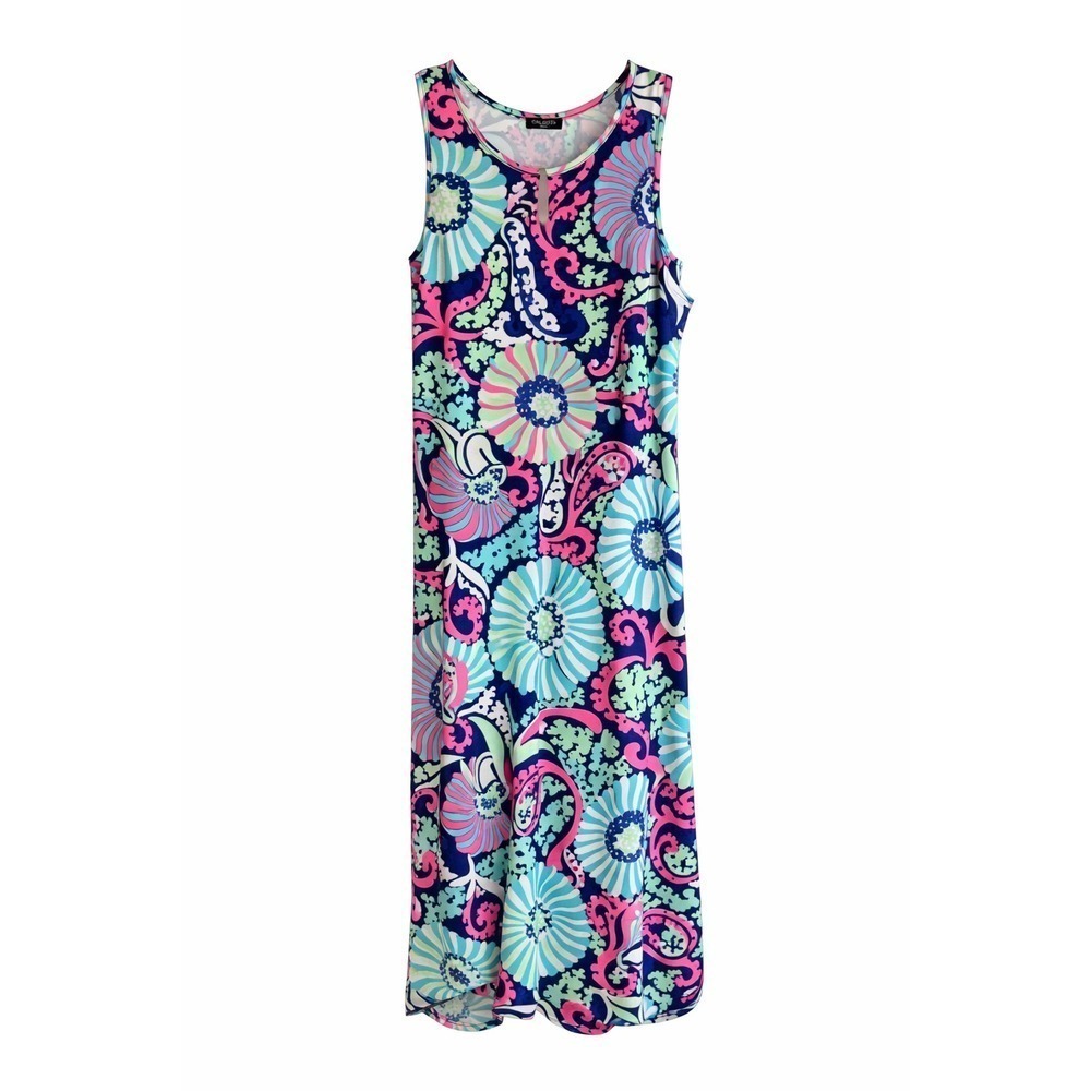 Talbots Vibrant Floral Sleeveless Maxi Dress | Medium Petite